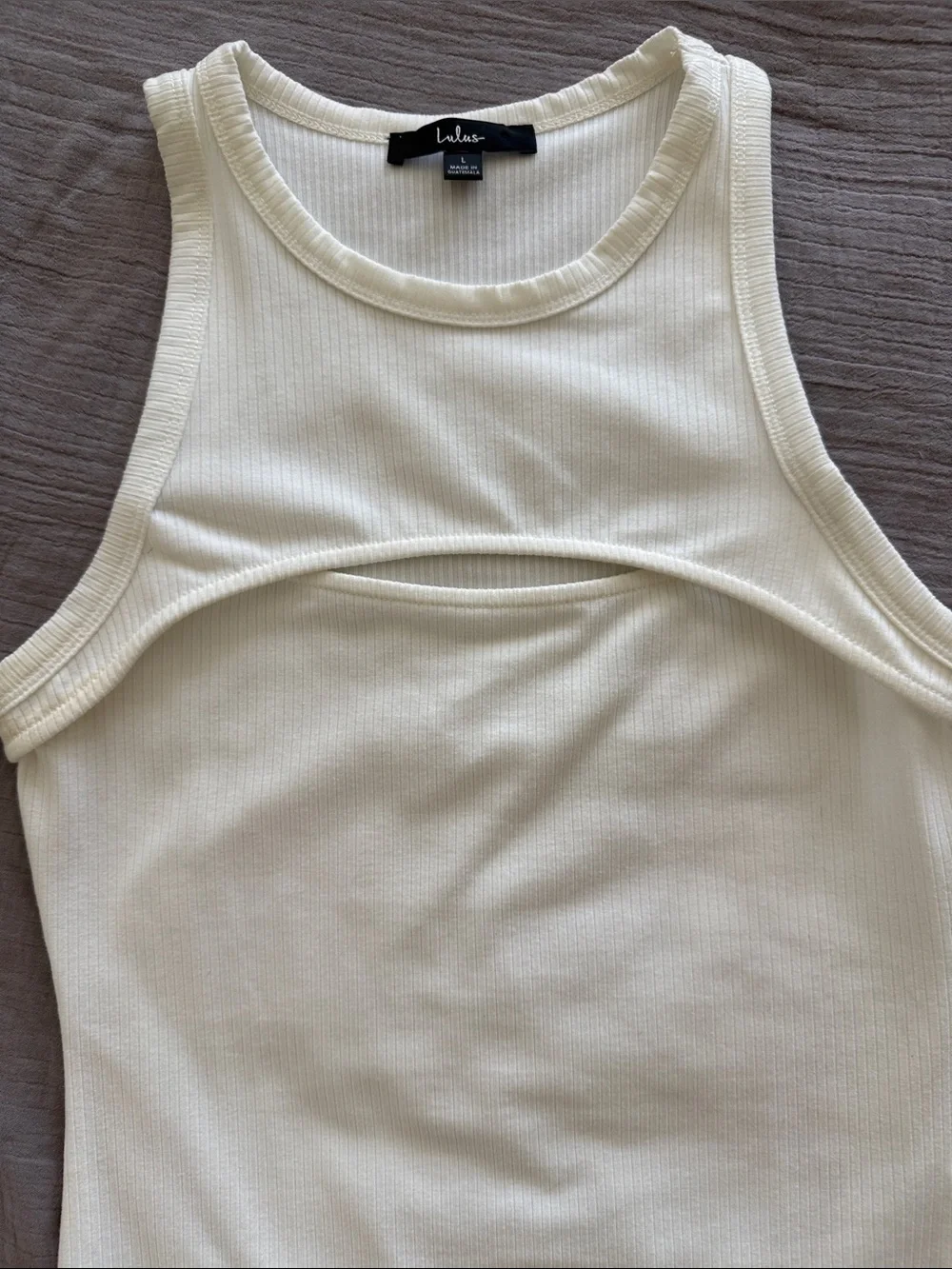 Lulu's Cream Ribbed Tank-Style Bodysuit for Kids